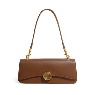 Generic Genuine Leather Shoulder Bag for Women Small Cowhide Crossbody Bag Fashion Flap Purse Ladies Elegant Handbags (Brown)