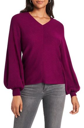 1.State Ribbed Balloon Sleeve Cotton Blend Sweater in Plum Fairy at Nordstrom, Size Small