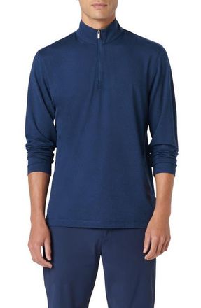 Bugatchi Quarter Zip Performance Pullover in Navy at Nordstrom, Size Xx-Large
