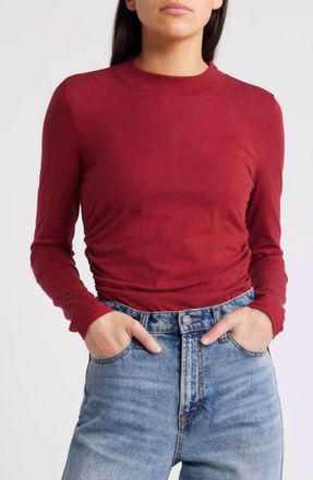 Nation Ltd Rita Mock Neck Long Sleeve Top In Danish Red