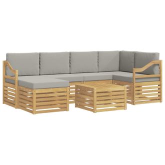 vidaXL Conjunto De Sof&aacute;s De Exterior 7 Pcs Blanco Y Gris Claro Vidaxl