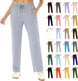 Generic Joggers For Women UK Tracksuit Bottoms Elasticated Waist Ladies Jogging Bottoms Wide Leg Cargo Sweatpants With Pockets Fleece Lined Sweatpants Casual 