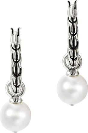 John Hardy JH Essentials Pearl Hoop Earrings, Sterling Silver, 16mm at Nordstrom