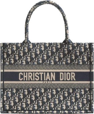 Dior Medium Book Tote - Dames - Tassen - Blauw - Maat: ONE Size Katoen