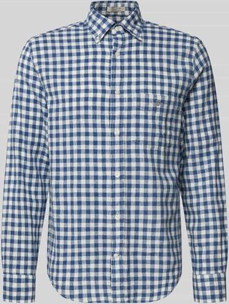 GANT Regular Fit Leinenhemd mit Baumwoll-Anteil Modell GINGHAM in Royal, Gr&ouml;&szlig;e XXXL