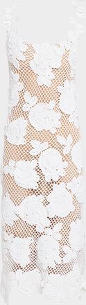 Oscar De La Renta Rose Crochet Knit Sleeveless Midi Dress