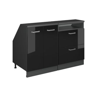 Vicco Conjunto De Armarios Para Techo Inclinado Rion, Negro Brillo Intenso, 120 Cm Lote De 2 Carcasas De Armario 60 Cm De Profundidad, Vicco