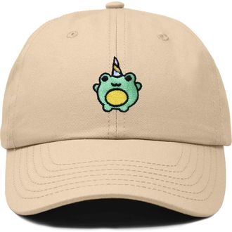 Dalix Froggy Unicorn Embroidered Cap in Khaki at Nordstrom