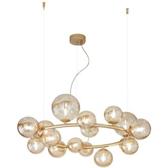 Luce-Ambiente-Design Sospensione honey in metallo ottone con 16 diffusori champagne