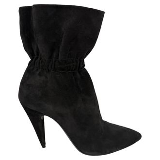 Saint Laurent Pre-owned Womens &Eacute;tienne Elastic Ankle Boots in Black Suede - Size EU 39