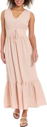 London Times Sleeveless Tiered Maxi Dress in Pink/Cream at Nordstrom Rack, Size X-Large