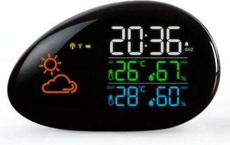 Elle Estaci&oacute;n Meteorol&oacute;gica Radiocontrolada Con Sensores Exteriores E Interiores, Temperatura, Pron&oacute;stico Del Tiempo, Humedad, Pantalla Led A Color, Reloj 