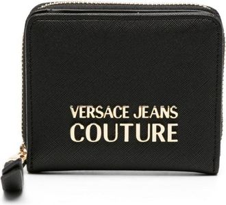 Versace Jeans Couture logo-plaque textured wallet - women - Polyurethane - One Size - Black