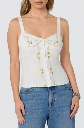 ASTR the Label Shayna Floral Embroidered Button-Up Top in Off White at Nordstrom, Size X-Small