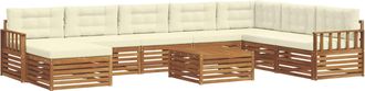 vidaXL Conjunto De Sof&aacute;s De Exterior 9 Uds. Natural Y Crema Vidaxl