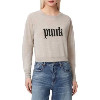 AllSaints Deetz Metallic Punk Graphic Sweater in Chalk White at Nordstrom, Size X-Small