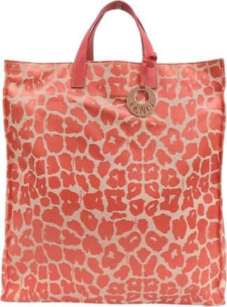 Fendi Orange Canvas Leather Tote Bag (Pre-Owned)