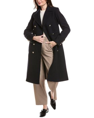 Kenneth Cole New York Chevron Textured Wool-Blend Military Coat