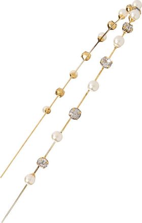 Jennifer Behr Ines Imitation Pearl and Crystal Headband in Antique Gold at Nordstrom