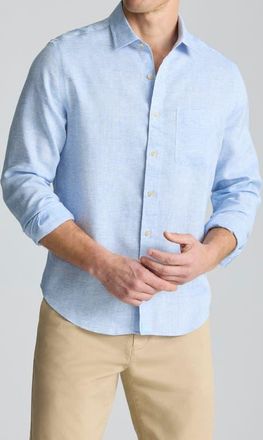 UNTUCKit Stripe Wrinkle Resistant Linen Button-Up Shirt in Blue at Nordstrom, Size X-Large