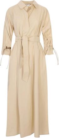 Max Mara Mirto Midi Jurk - Dames - Casual kleedjes - Beige - S - Katoen - Kleedjes