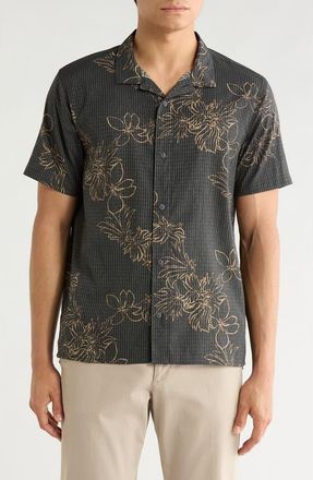 Roark Bless Up Trail Performance Short Sleeve Button-Up Shirt in Onyx Floral at Nordstrom, Size X-Large