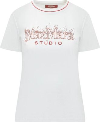 Max Mara Short Sleeve Crew Neck T-Shirt - Dames - T-shirts - Wit - S - Katoen - Tops