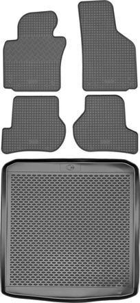 OEM Juego De Alfombrillas De Goma Para Skoda Octavia Ii Hatchback (liftback) De 2004 A 2013: Alfombrilla Para Coche + Alfombrilla Para Maletero