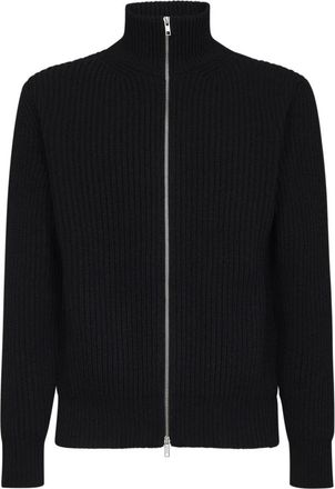 Maison Margiela Geribbelde Cardigan met Rits - Heren - Vesten - Blauw - M - Wol - Truien & Vesten