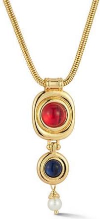 Chloe and Madison 18K Gold Plated Faux Pearl Bejeweled Pendant Necklace at Nordstrom Rack