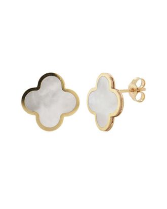Italian Gold, Inc 14K Italian Gold Pearl Clover Studs