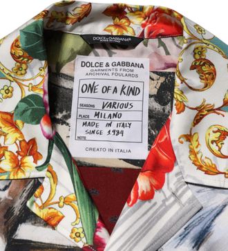 Dolce & Gabbana Multicolor Shell Print Hawaii Casual Mens Shirt