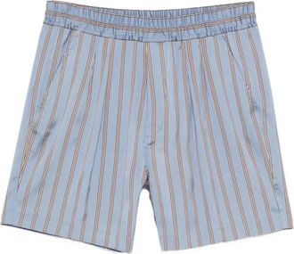 Tom Ford Regular Stripe Zijde Jacquard Pliss&eacute; Lounge Shorts - Heren - Korte Broeken - Blauw - W32 - Korte Broeken