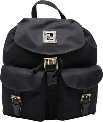 Fendi Black Nylon Leather Backpack (Pre-Owned)