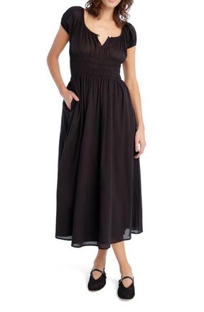 Favorite Daughter The Swoon Smocked Midi Dress in Black at Nordstrom, Size X-Large