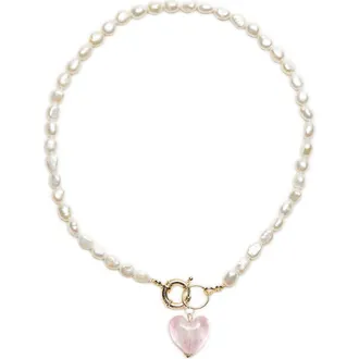 Petit Moments Lisa Freshwater Pearl Necklace in Pink at Nordstrom