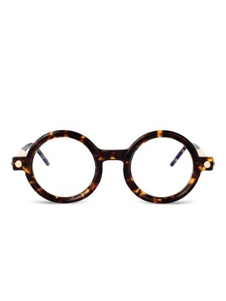 Kuboraum Zonnebril met rond montuur en schildpadschild design - Bruin