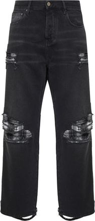 Amiri Flannel Repair Baggy Jean - Heren - Regular Fit Jeans - Zwart - W31 - Katoen - Jeans