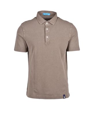 Drumohr Grey Three-Button Placket Cotton Polo Shirt