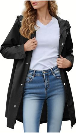 Generic Womens Lightweight Rain Jackets Hooded Breathable Running Raincoats Active Trench Windbreaker With Hood For Cycling Hiking Long-Sleeved Hooded Water-S