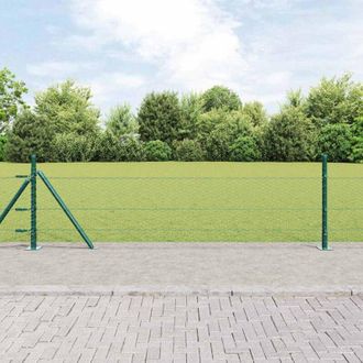 vidaXL Vidaxl - Reja Con Postes Verde 0.4 X 50 M Acero Recubierto De Pvc