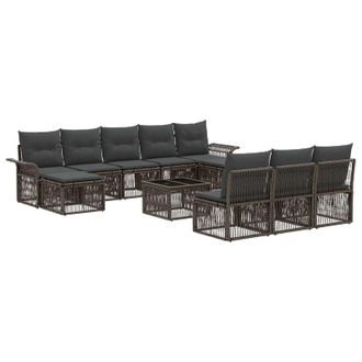 vidaXL Conjunto De Sof&aacute;s De Jard&iacute;n 11 Pcs Gris Rat&aacute;n Sint&eacute;tico Vidaxl