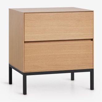 Sklum Pack De 2 Mesitas De Noche 50x40 Cm En Mdf Y Chapa De Roble Bromley Sklum