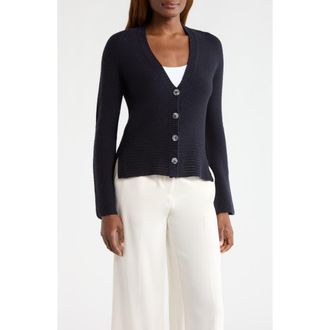 Emporio Armani Virgin Wool & Cashmere Cardigan in Solid Blue Navy at Nordstrom, Size Xx-Large