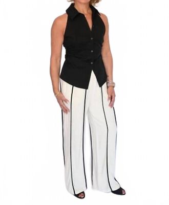 Vintage Havana Earthy Linen Striped Pants In Sand/black