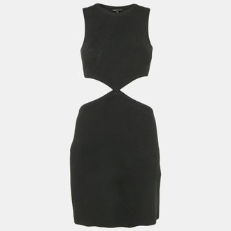 Maje Black Rib Knit Open-Waist Mini Dress