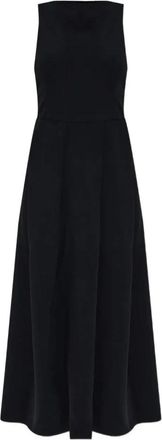 Emporio Armani Flared Hem Maxi Jurk - Dames - Casual kleedjes - Zwart - M - Polyester - Kleedjes