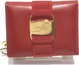 Ferragamo Red Color Leather Coin Purse/Coin Case (Pre-Owned)