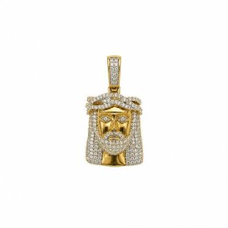 LuvMyJewelry Divine Radiance 10K Gold 0.9 Ct Diamond Jesus Pendant in 10K Yellow Gold at Nordstrom
