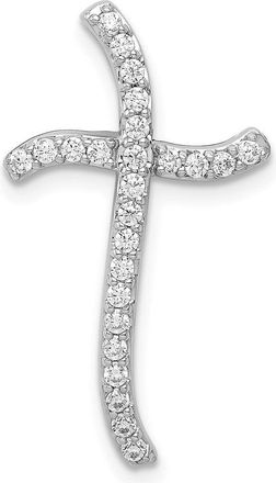Diamond2Deal 14k White Gold 1/4ct. Diamond Cross Chain Slide Pendant